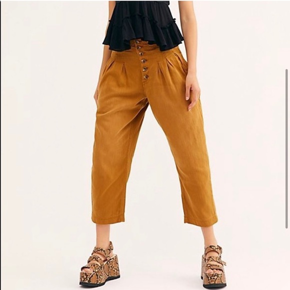 Free People Mover And Shaker Pleated Denim Pants 2 - Picture 3 of 4